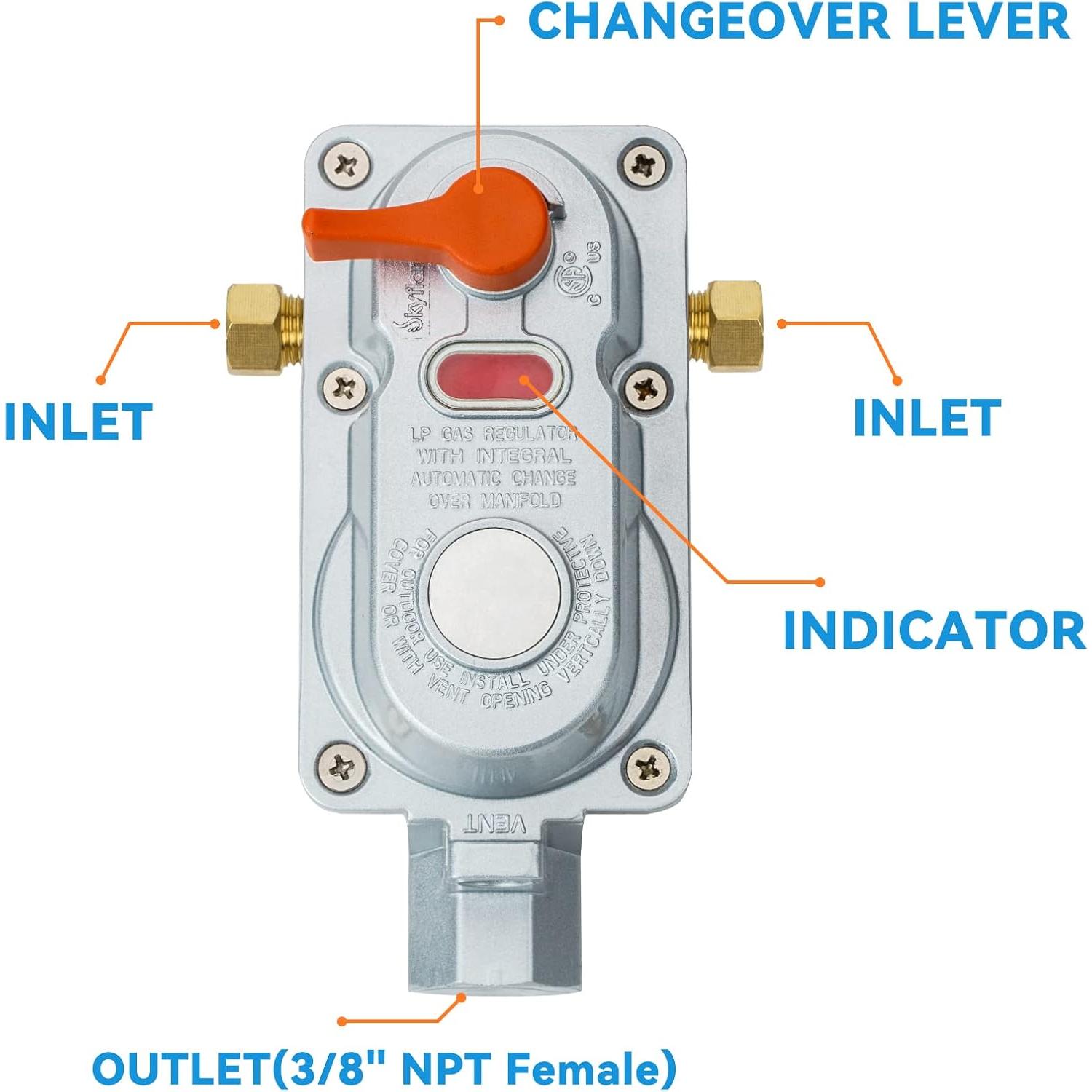 Regulador de Propano Skyflame RV Doble Etapa con 2 Mangueras