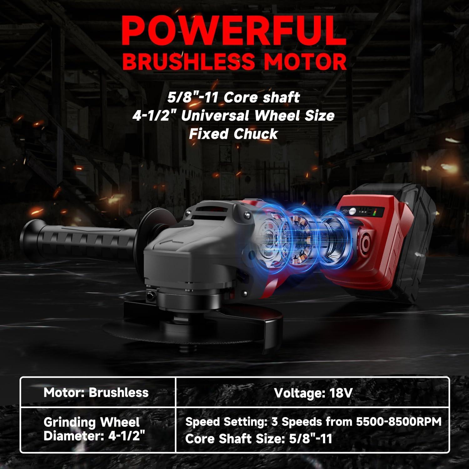 Amoladora Angular Inalámbrica GUNOZE 8500 RPM 4-1/2" Sin Batería