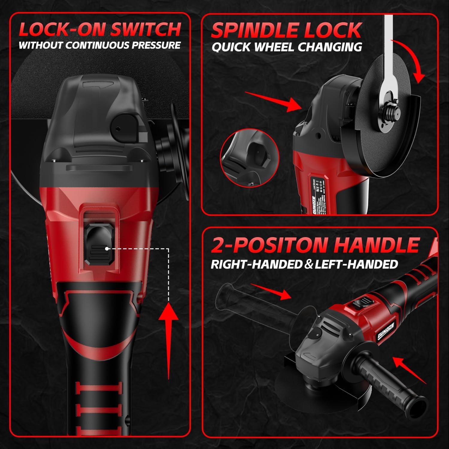 Amoladora Angular Inalámbrica GUNOZE 8500 RPM 4-1/2" Sin Batería