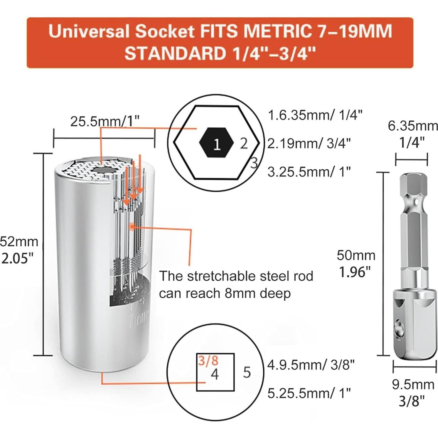 Herramienta Enchufe Universal EGIFI 2 PCS Plata - Acero Vanadio