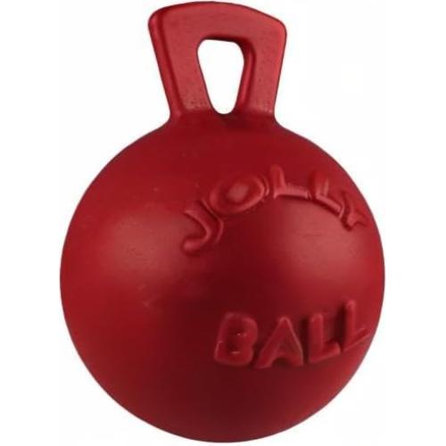 Jolly Pets Tug-n-Toss Heavy Duty Dog Toy Ball with Handle, 8 Inches/Large, Red (408 RD)