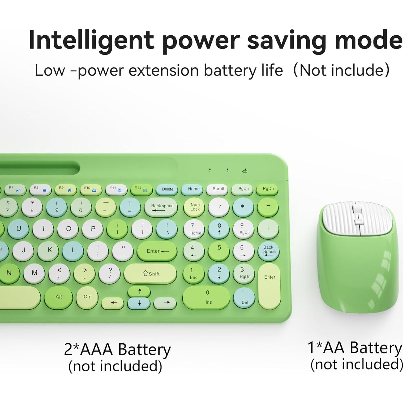 Combo Teclado y Ratón Inalámbrico XISOGUU Verde Colorido