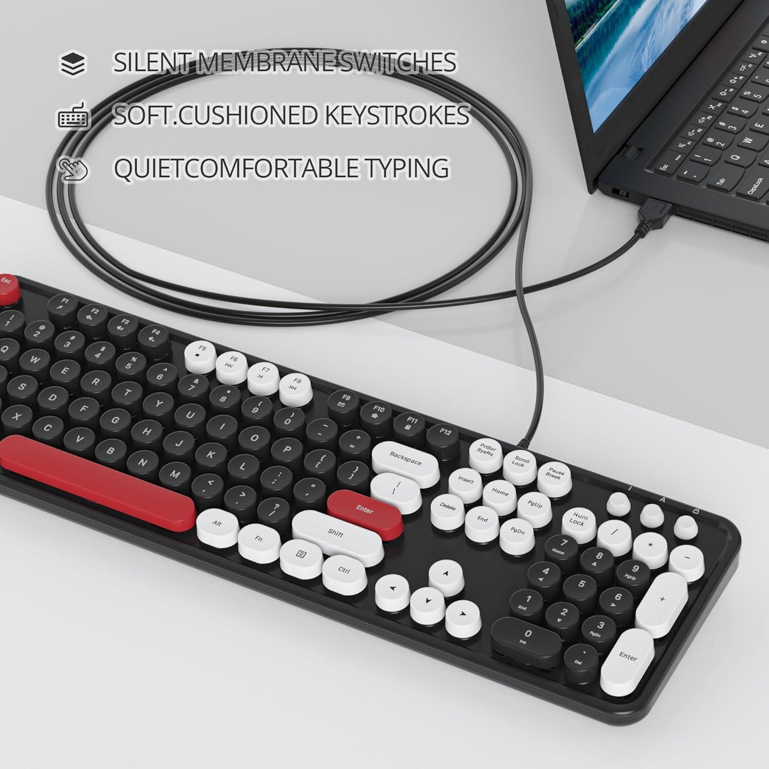 Teclado Retro USB Owpkeenthy Completo con Teclas Flotantes