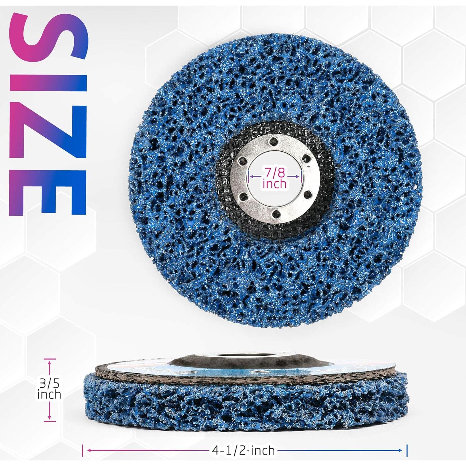 LotFancy Stripping Disc, 6PCS 4 1/2” x 7/8” Quick Easy Strip and Clean Discs, Paint and Rust Remover Stripper for Angle Grinder, Silicon Carbide Abrasive Wheel, Blue Black Purple Assortment