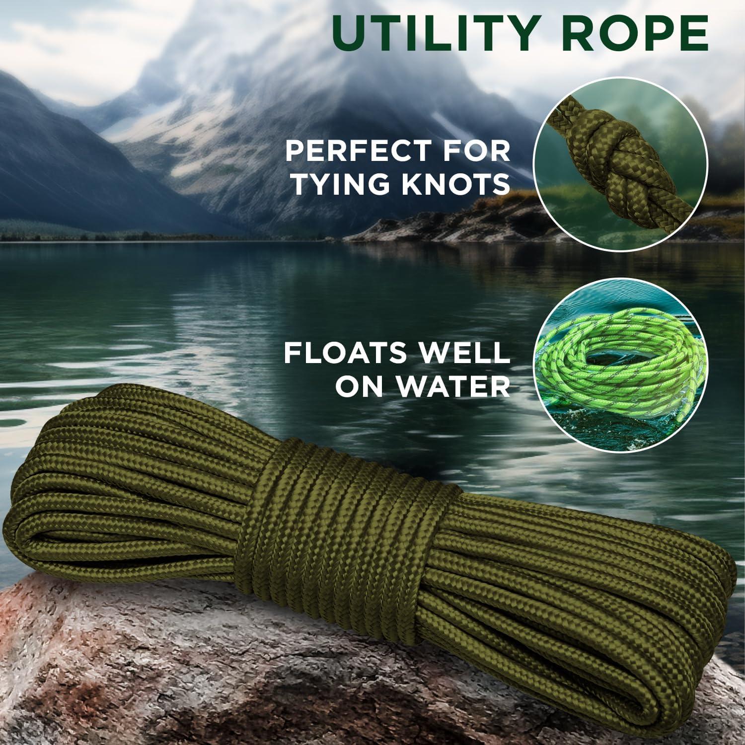 Cuerda Utilitaria TECEUM 27.5m x 6.35mm Verde Militar