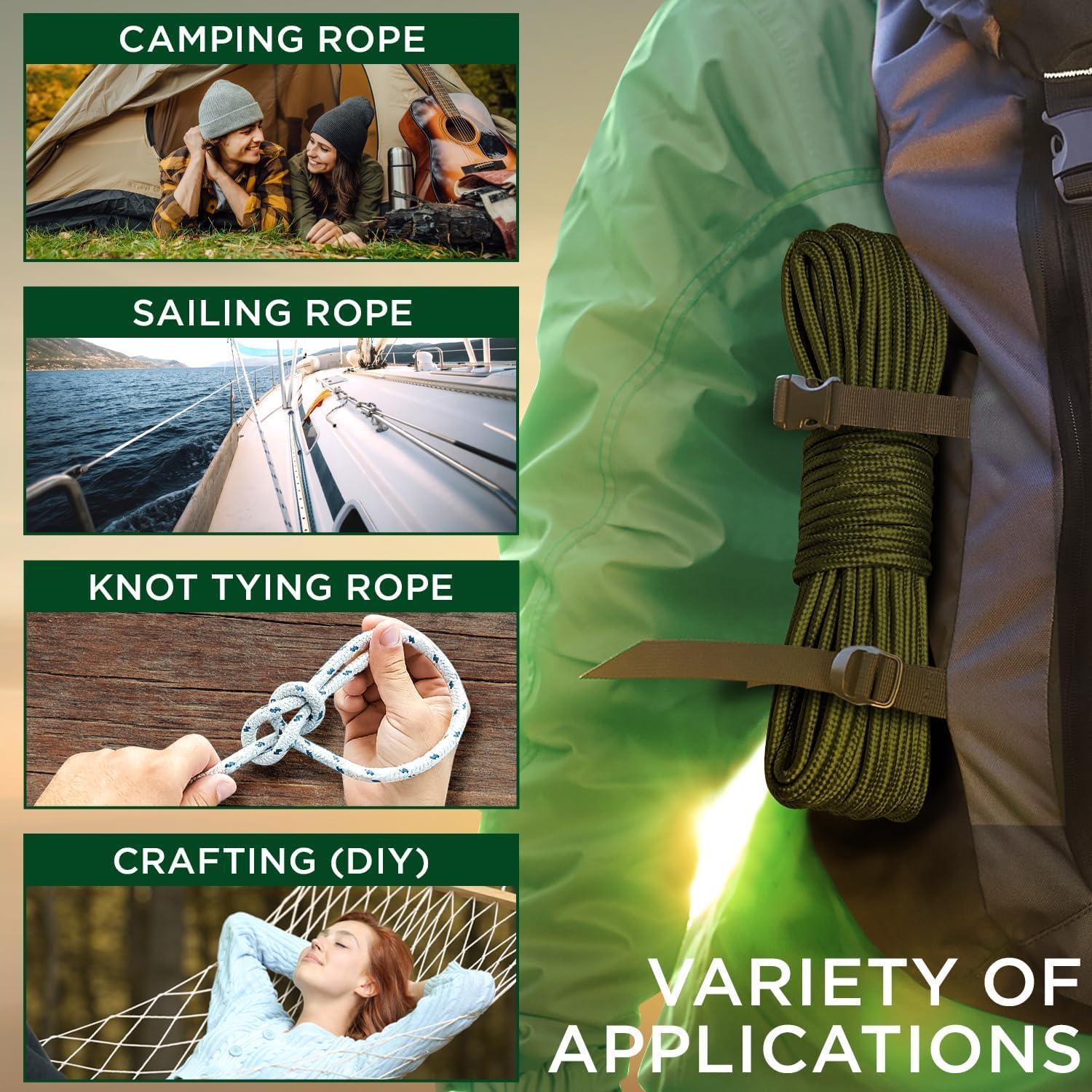 Cuerda Utilitaria TECEUM 27.5m x 6.35mm Verde Militar