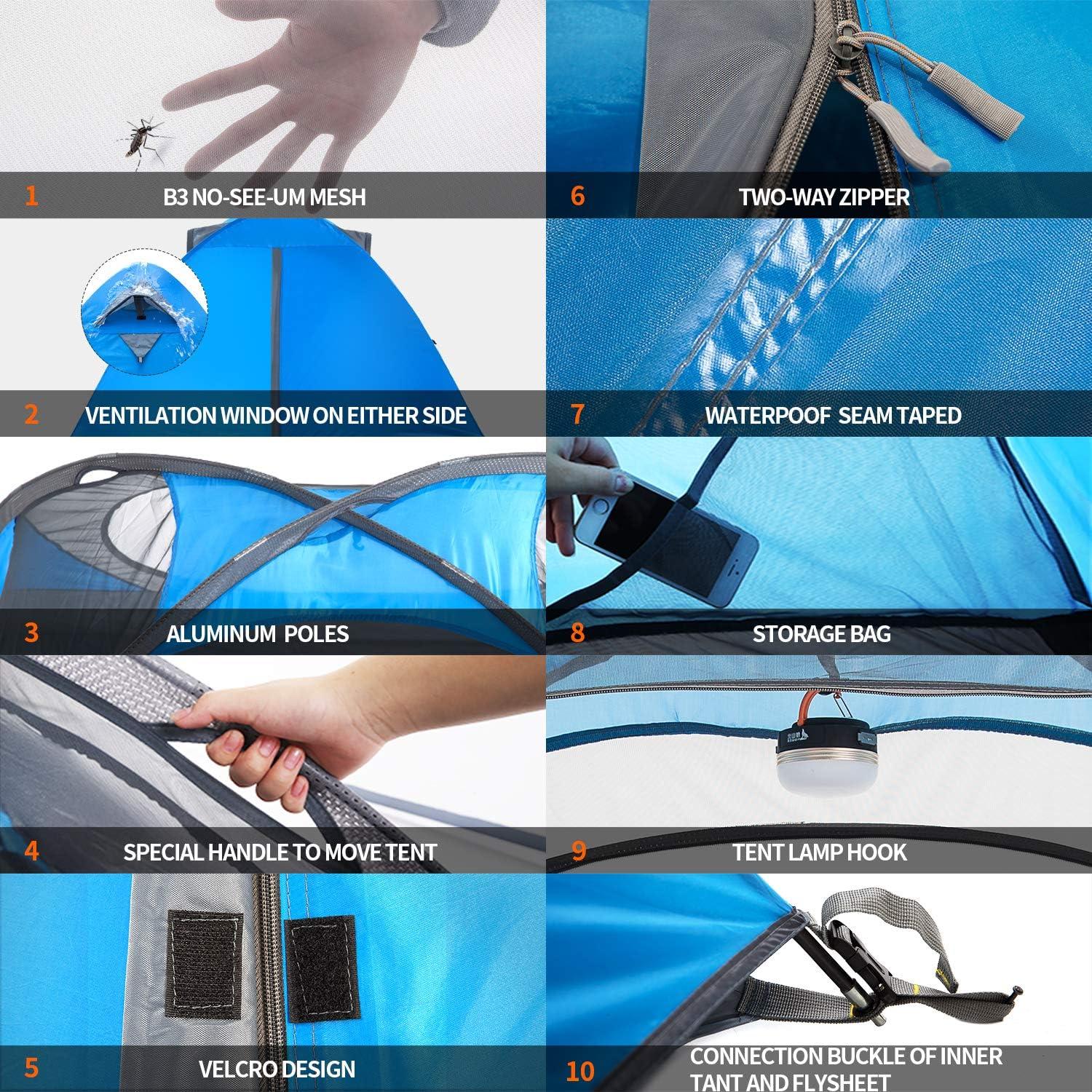 Carpa de Camping BISINNA ZL001O para 2 Personas Impermeable