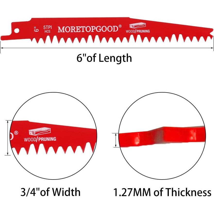 Hojas de sierra recíproca para poda MORETOPGOOD 15.24 cm 5 piezas