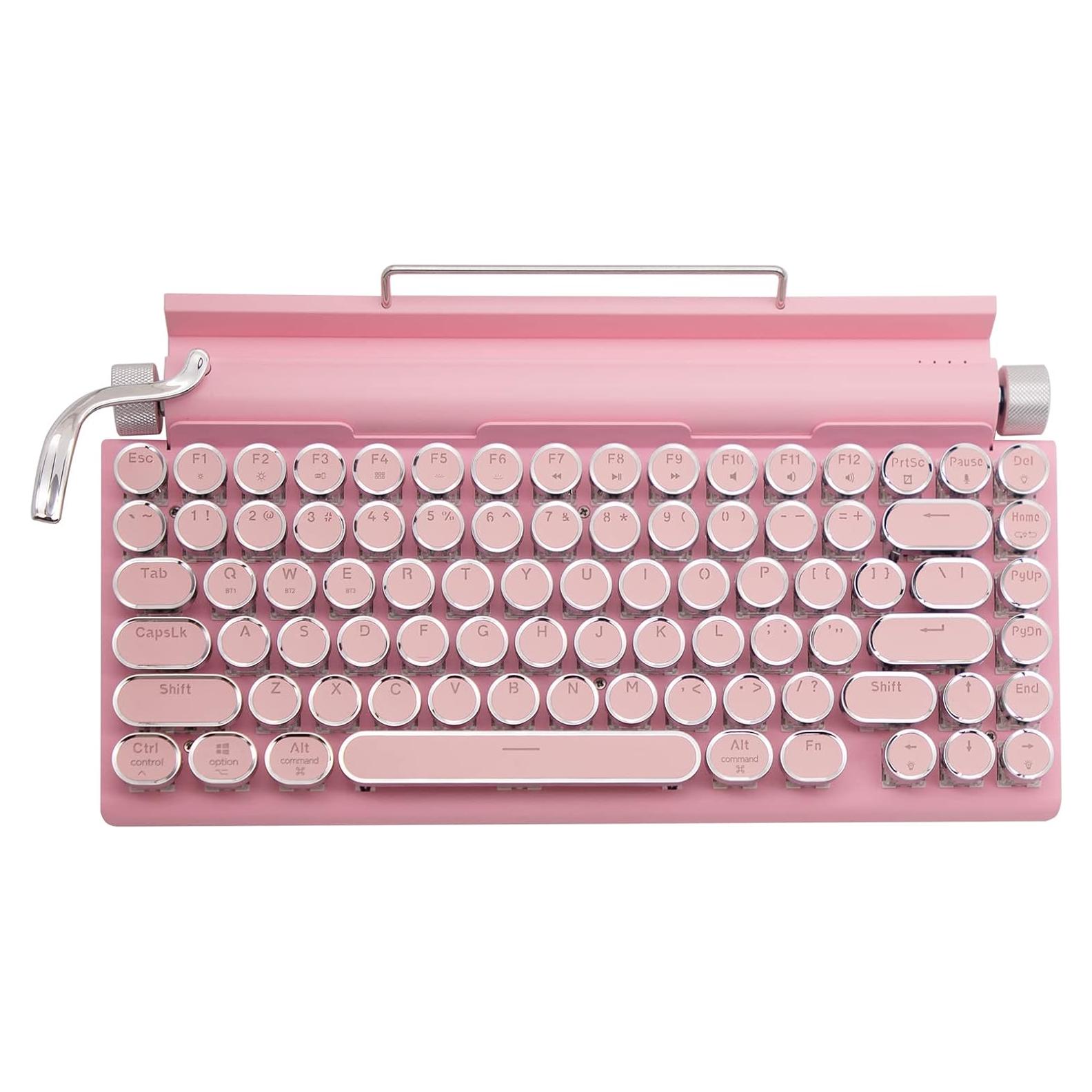 Teclado mecánico Bluetooth Rosa 83 teclas retroiluminado