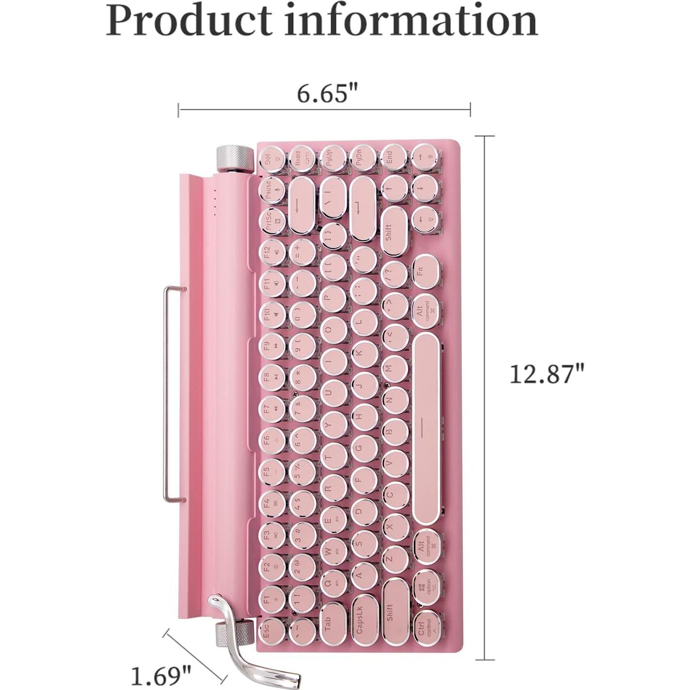 Teclado mecánico Bluetooth Rosa 83 teclas retroiluminado
