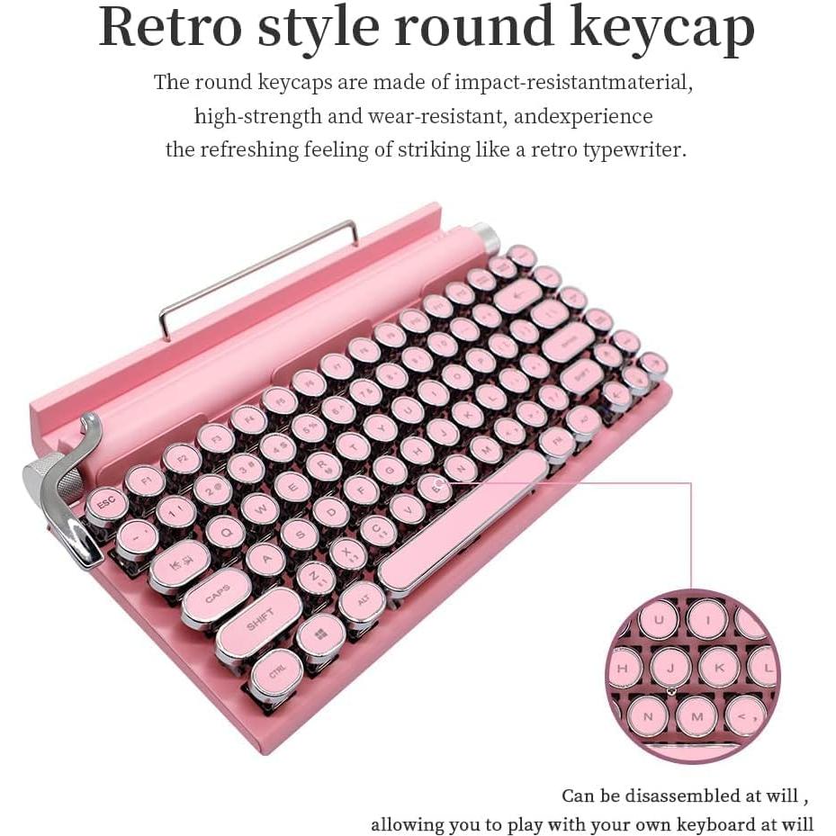 Teclado mecánico Bluetooth Rosa 83 teclas retroiluminado