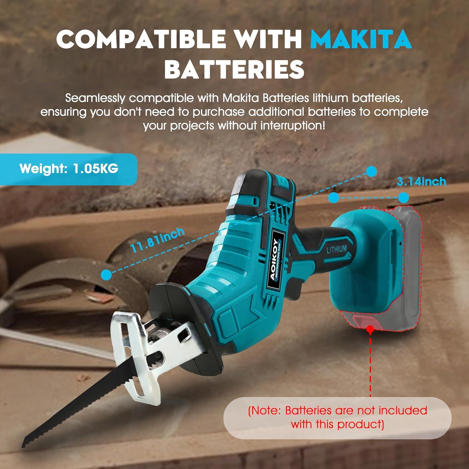 Sierra Recíproca Inalámbrica Aoikoy 18V para Madera y Metal