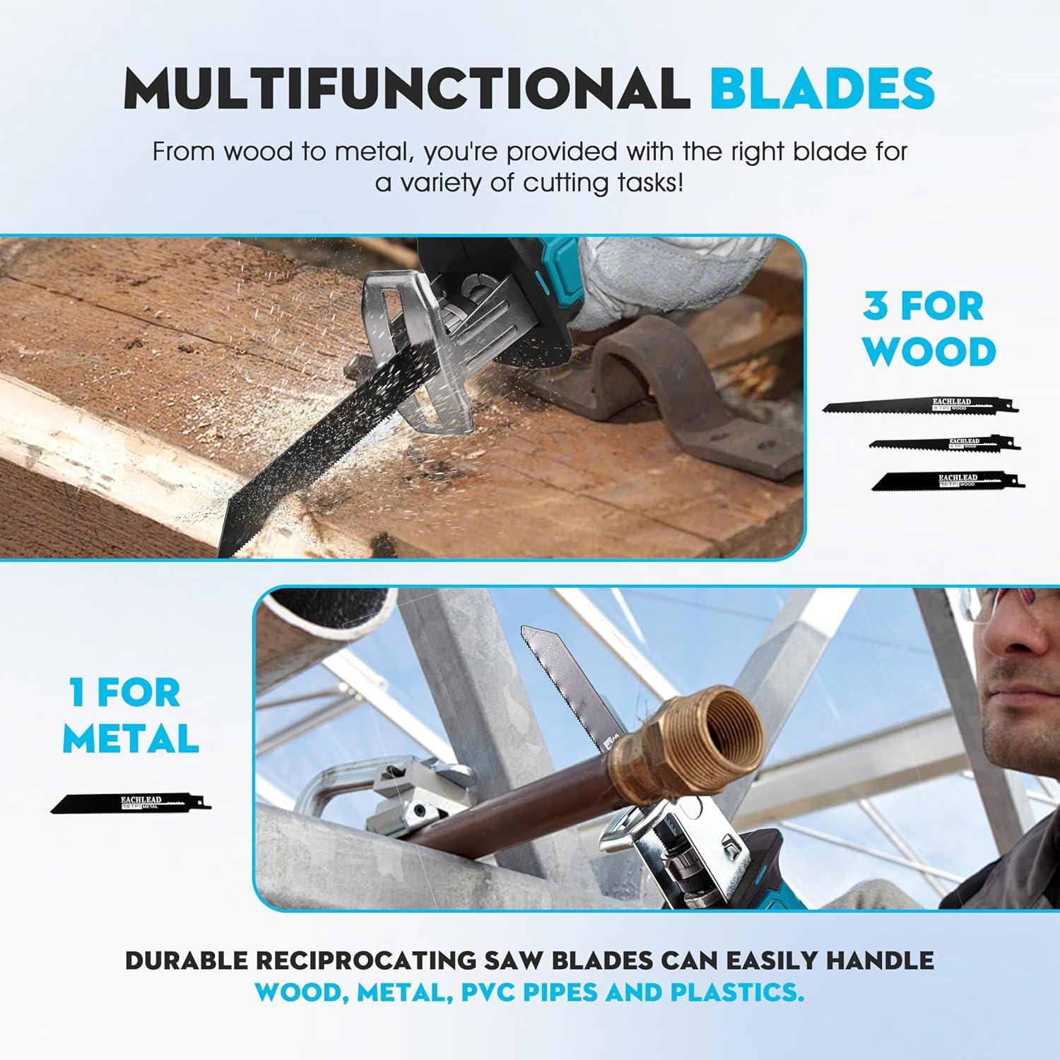 Sierra Recíproca Inalámbrica Aoikoy 18V para Madera y Metal