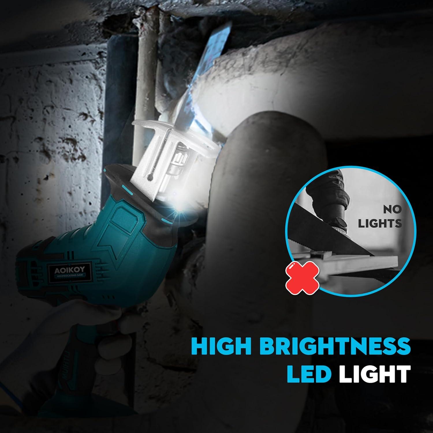 Sierra Recíproca Inalámbrica Aoikoy 18V para Madera y Metal