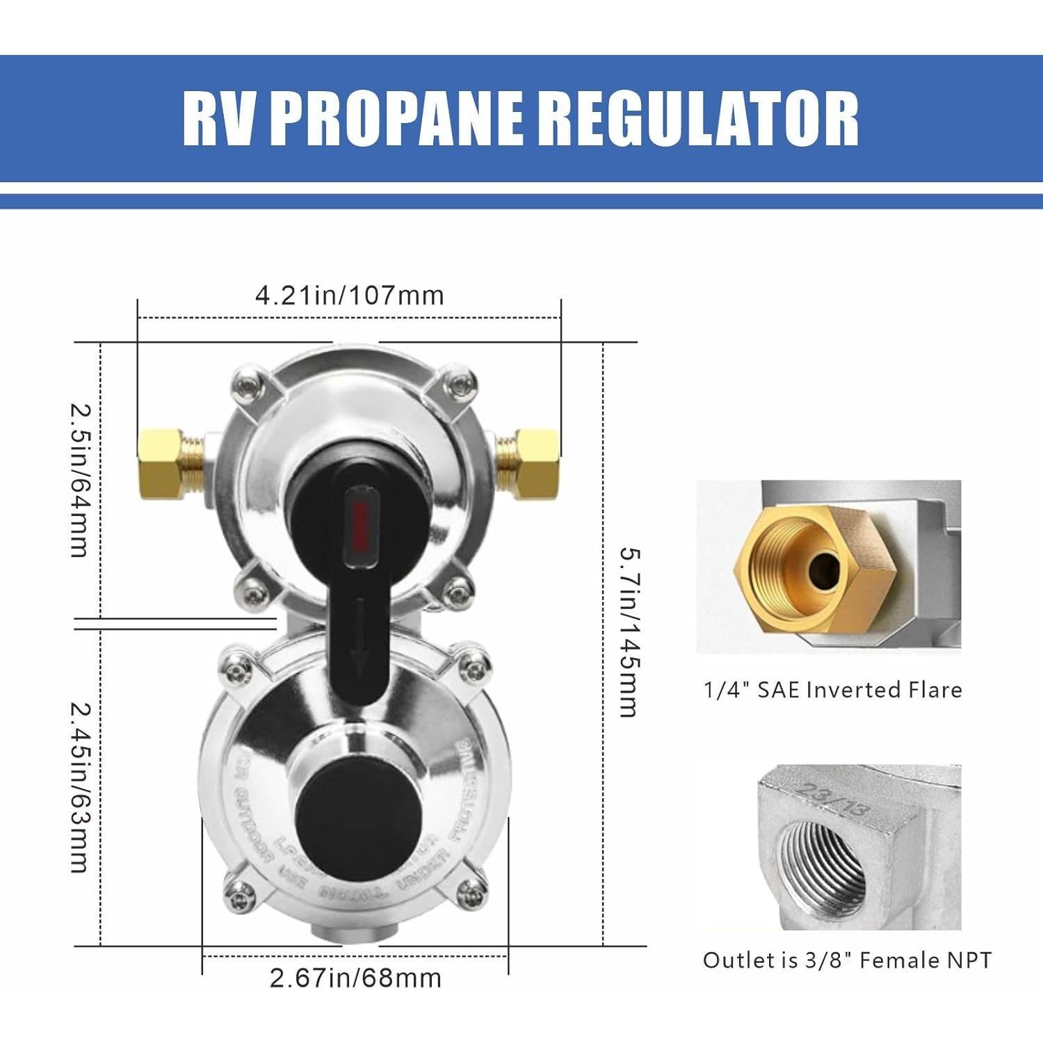 Regulador de Propano Qieoyk 2 Etapas con 2 Mangueras 45,72 cm