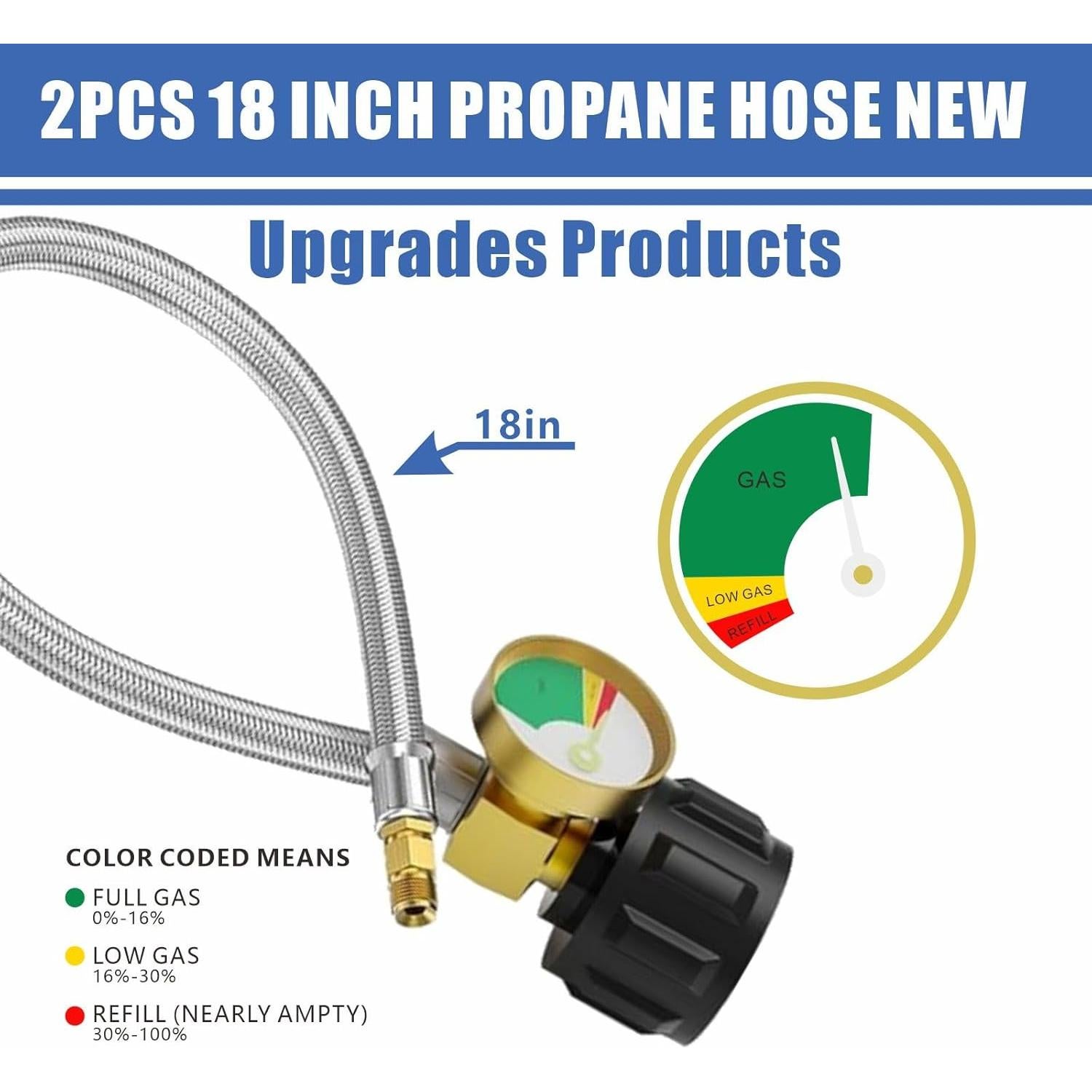 Regulador de Propano Qieoyk 2 Etapas con 2 Mangueras 45,72 cm