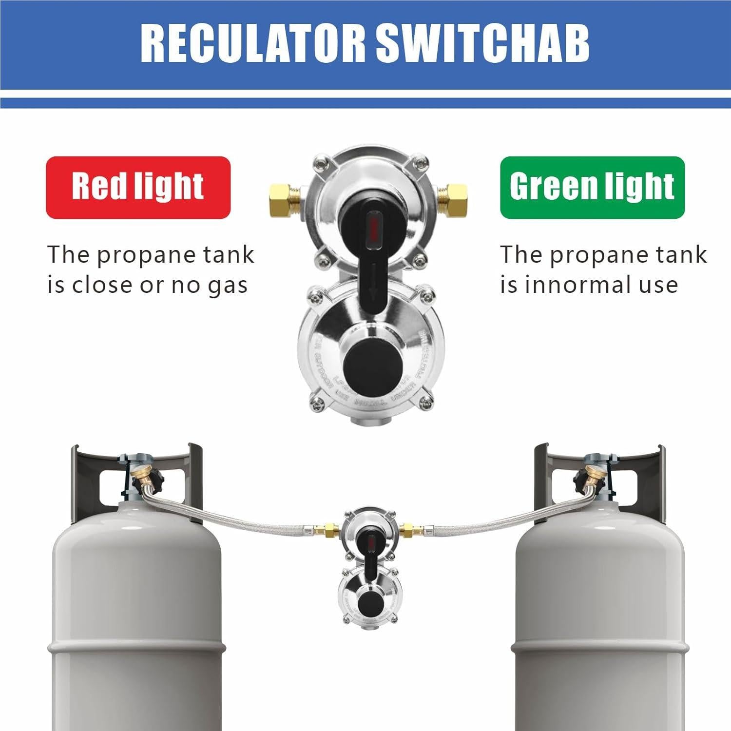 Regulador de Propano Qieoyk 2 Etapas con 2 Mangueras 45,72 cm