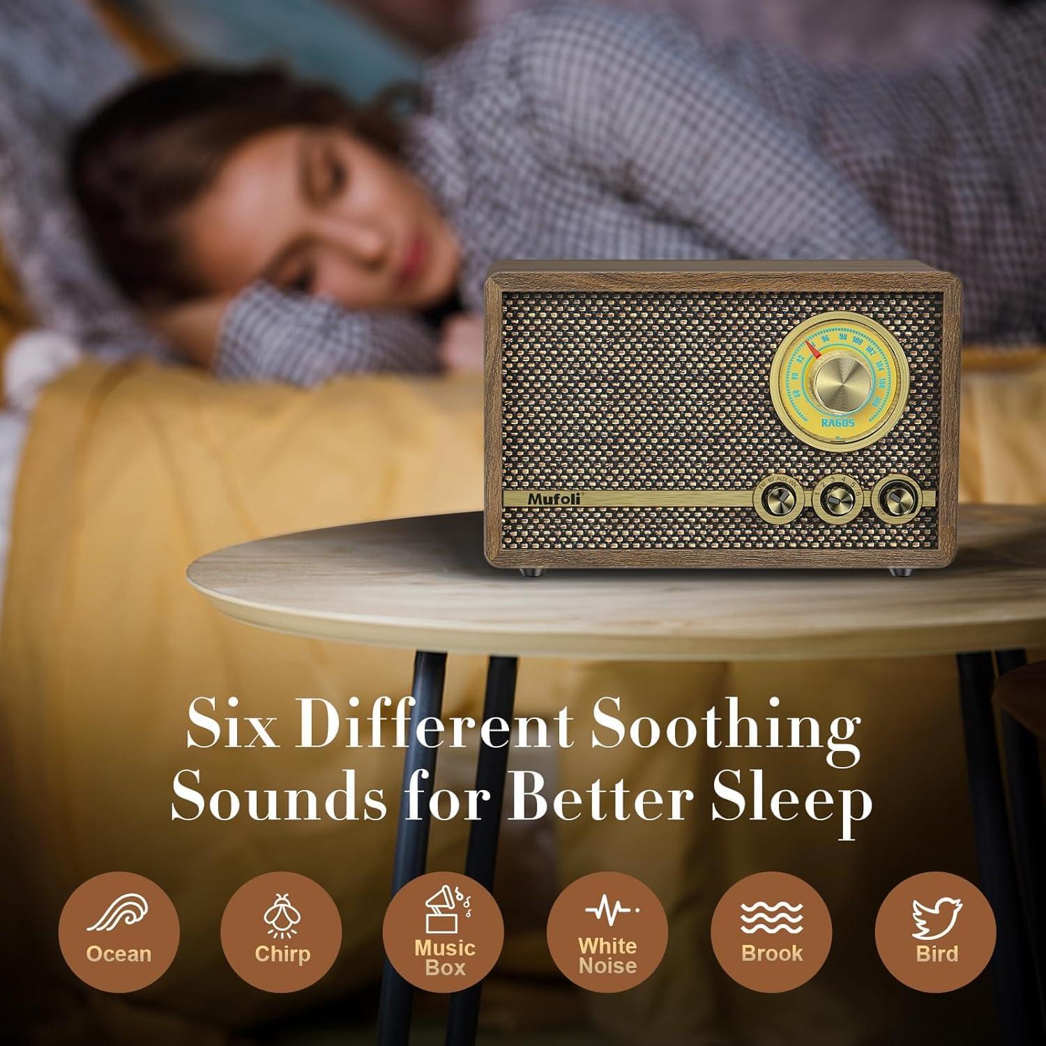 Radio Retro Mufoli RA60S-G Bluetooth y Ruido Blanco