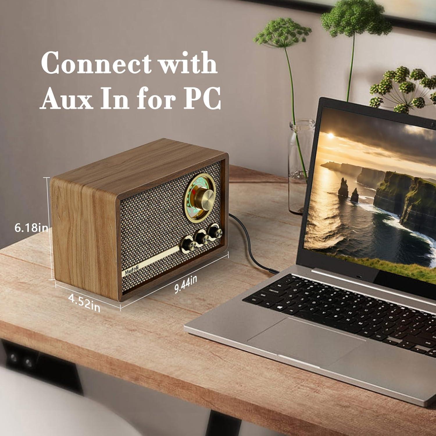 Radio Retro Mufoli RA60S-G Bluetooth y Ruido Blanco