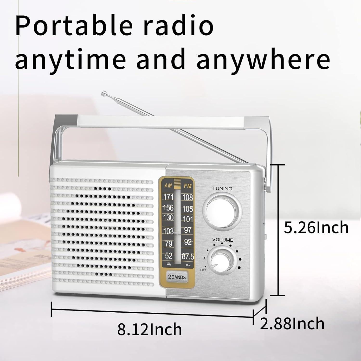 Radio Portátil AM/FM Dongguan YR-R18 Blanca con Auriculares