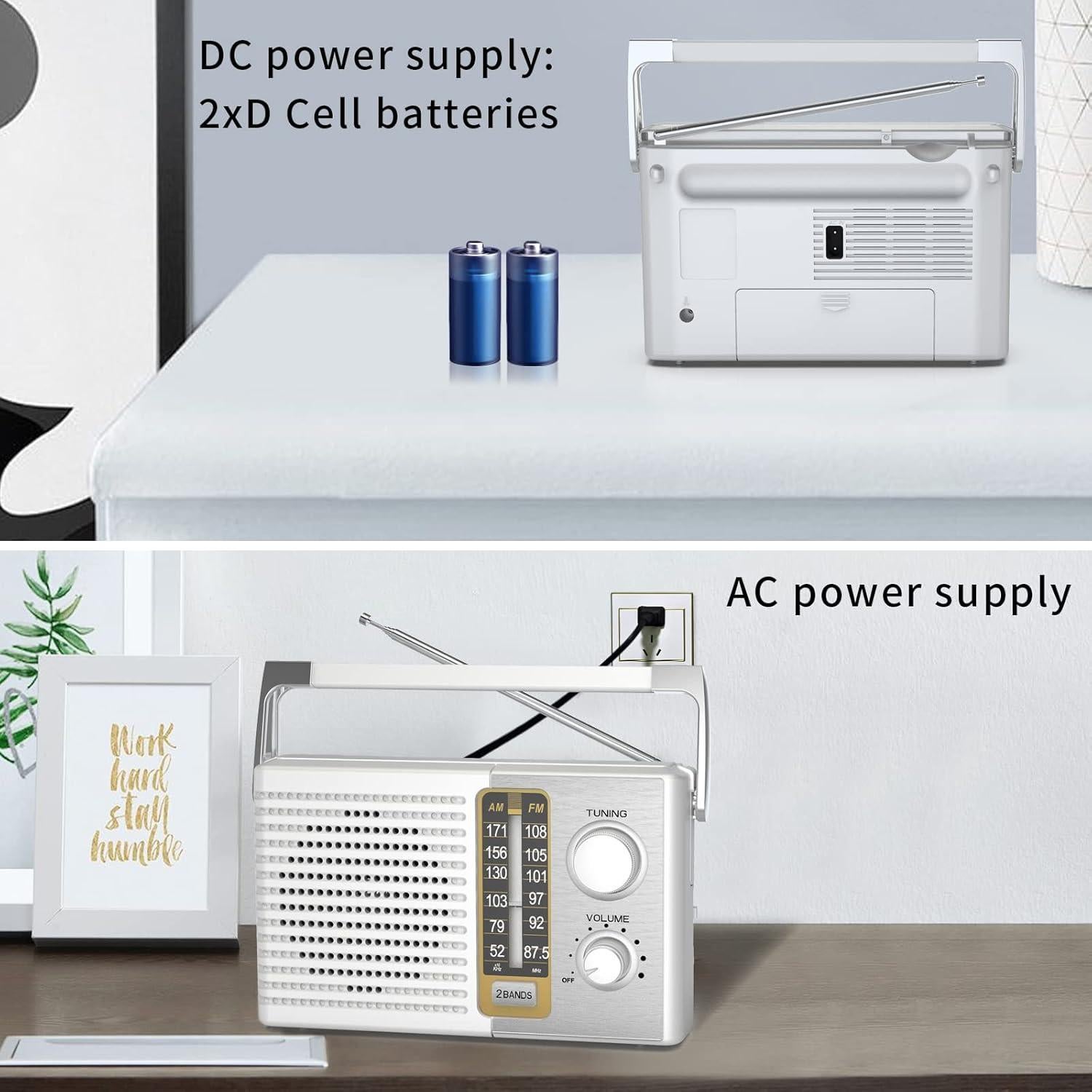 Radio Portátil AM/FM Dongguan YR-R18 Blanca con Auriculares