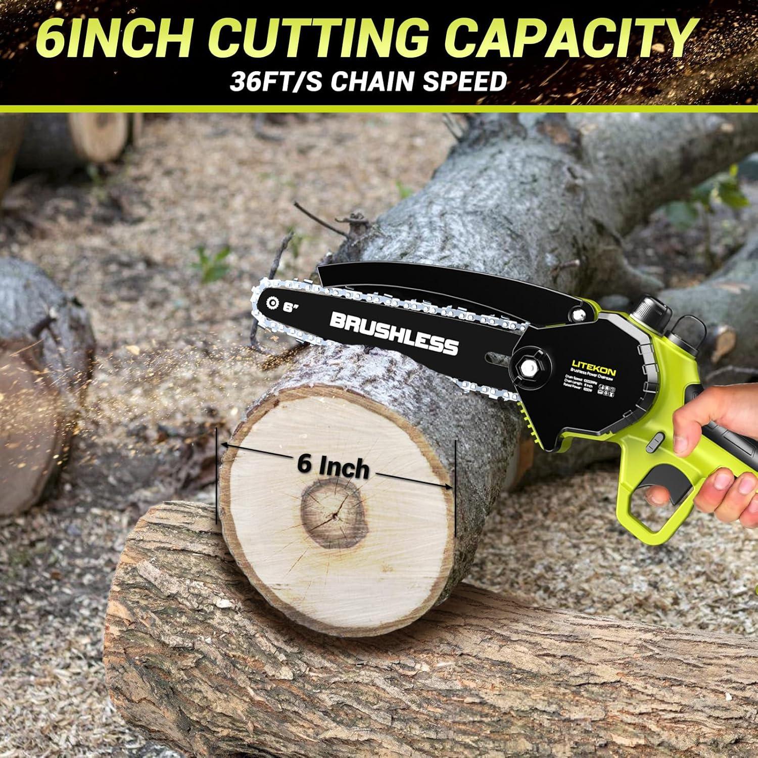 Mini Motosierra Eléctrica LITEKON 20V 1000W 6" Batería 4000mAh