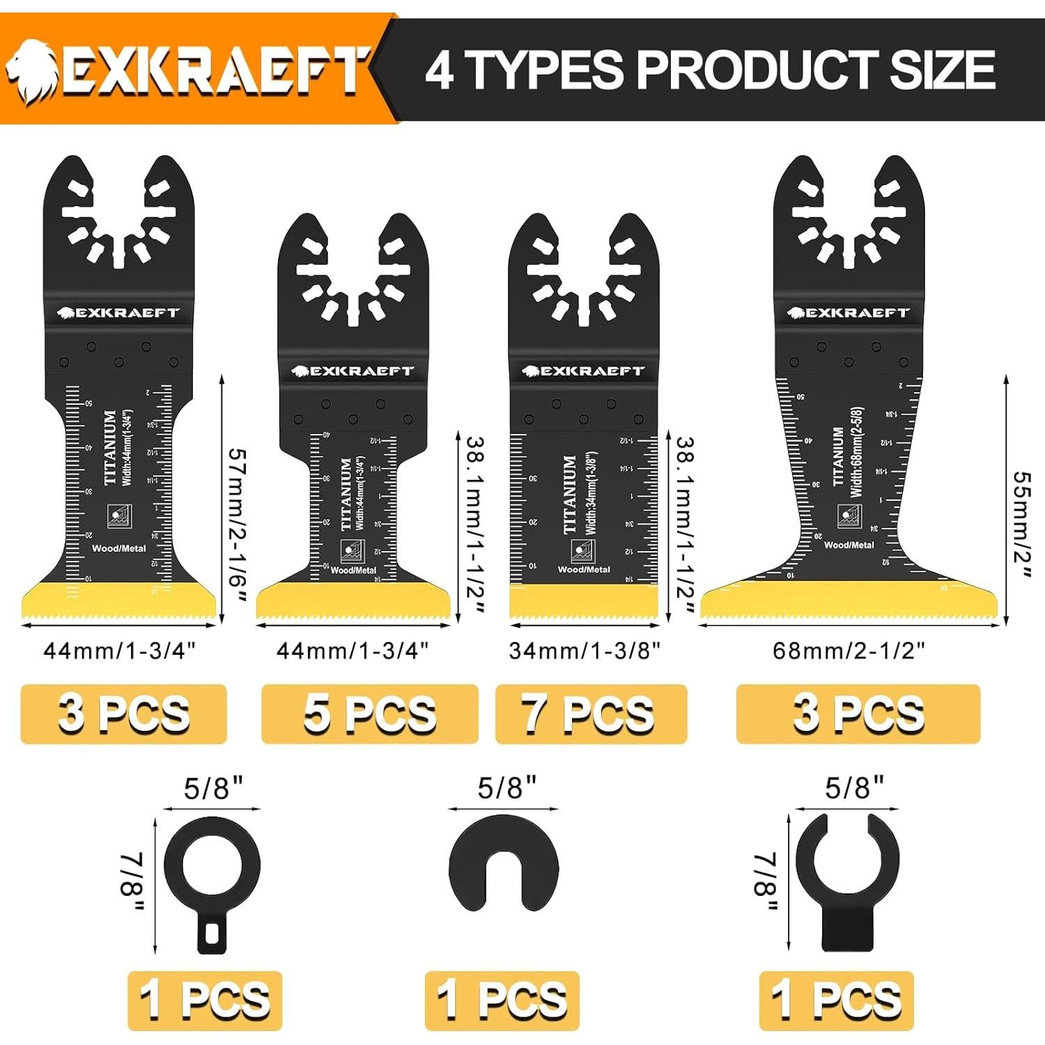 18 Cuchillas Oscilantes de Titanio EXKRAEFT para Multiherramientas