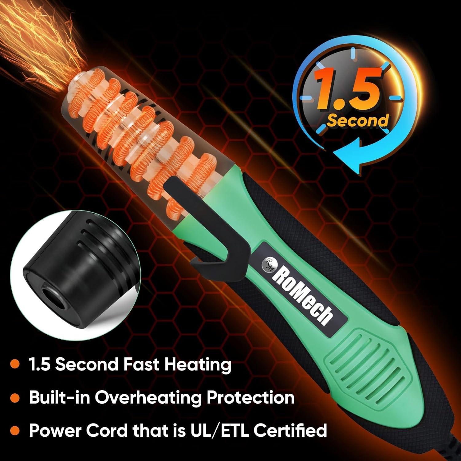 Pistola de Calor ROMECH 350W Doble Temperatura Verde