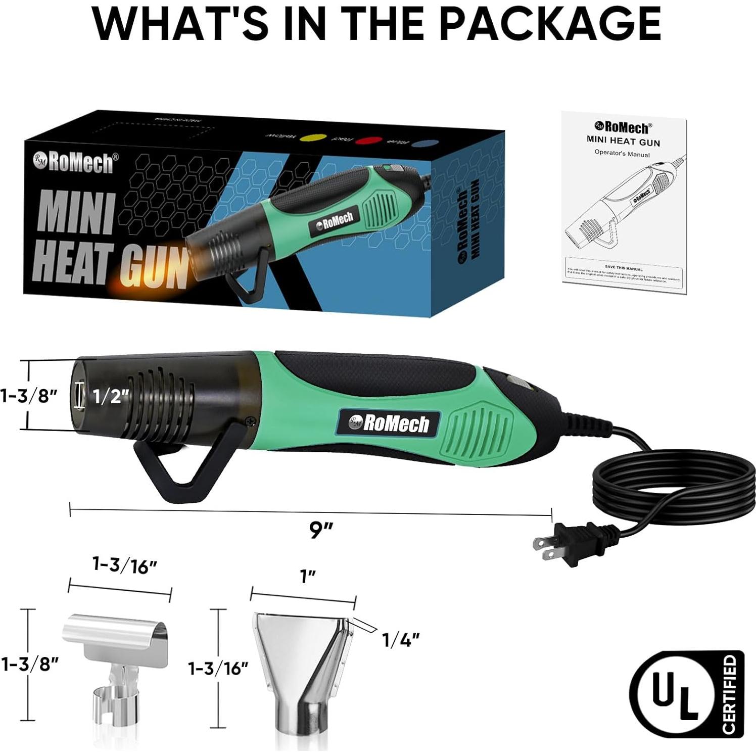 Pistola de Calor ROMECH 350W Doble Temperatura Verde