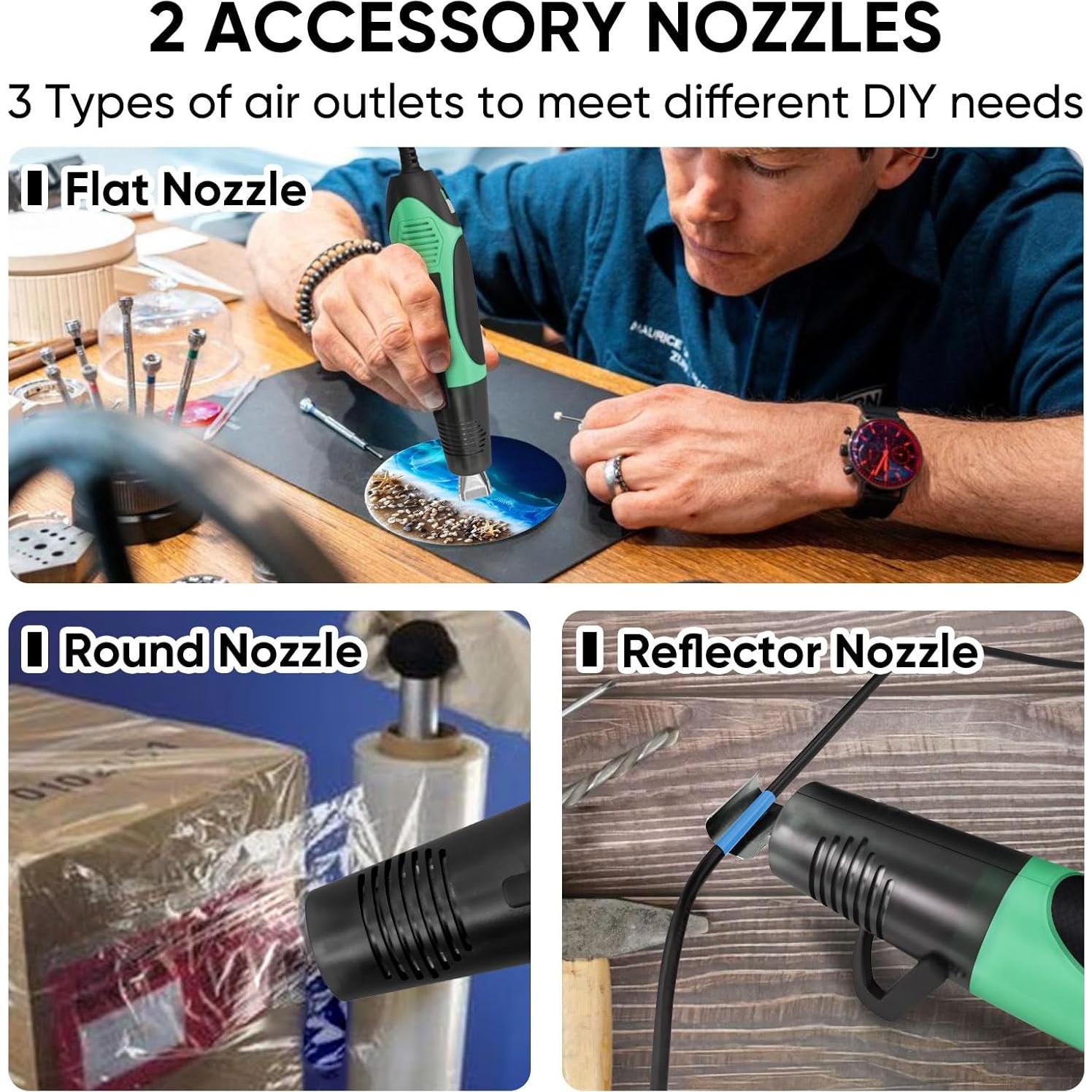 Pistola de Calor ROMECH 350W Doble Temperatura Verde