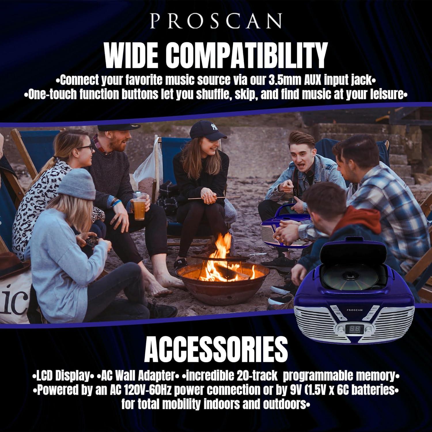 Boombox Retro Proscan CD Portátil AM/FM AUX 1.31 kg