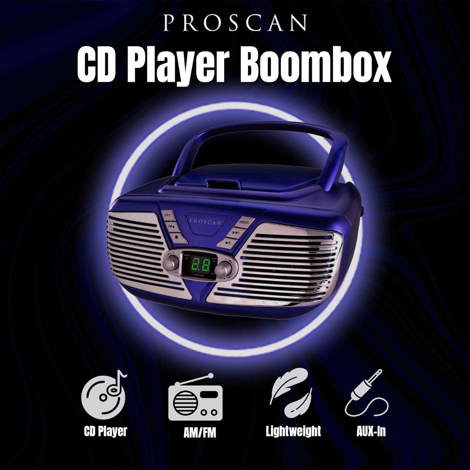 Boombox Retro Proscan CD Portátil AM/FM AUX 1.31 kg