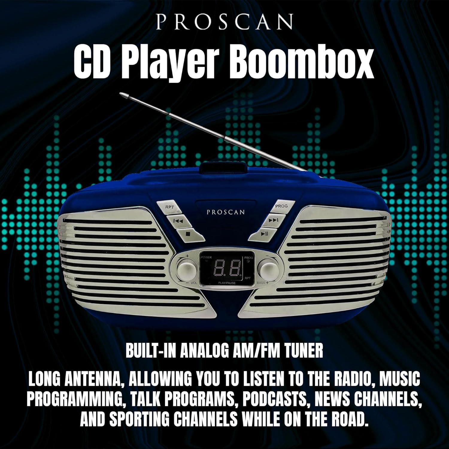 Boombox Retro Proscan CD Portátil AM/FM AUX 1.31 kg