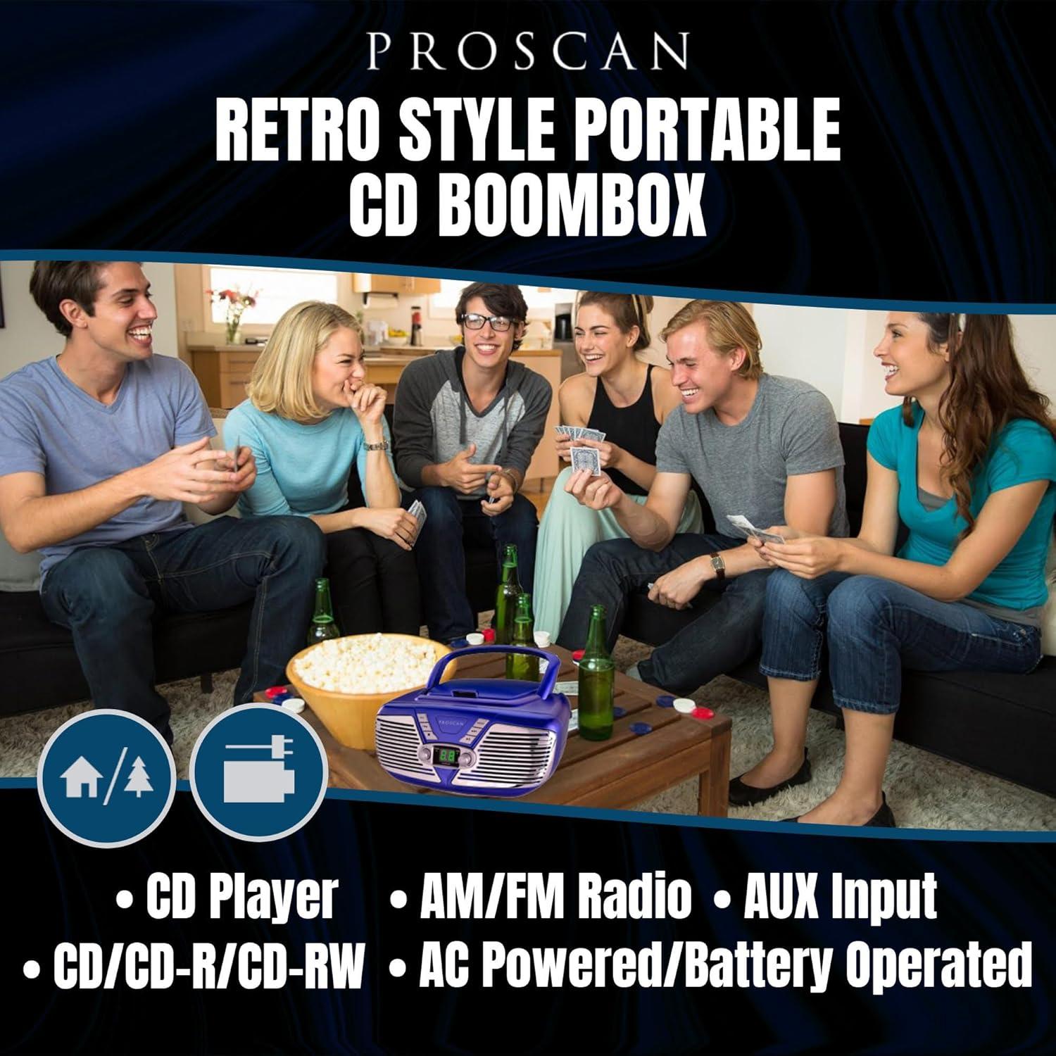 Boombox Retro Proscan CD Portátil AM/FM AUX 1.31 kg