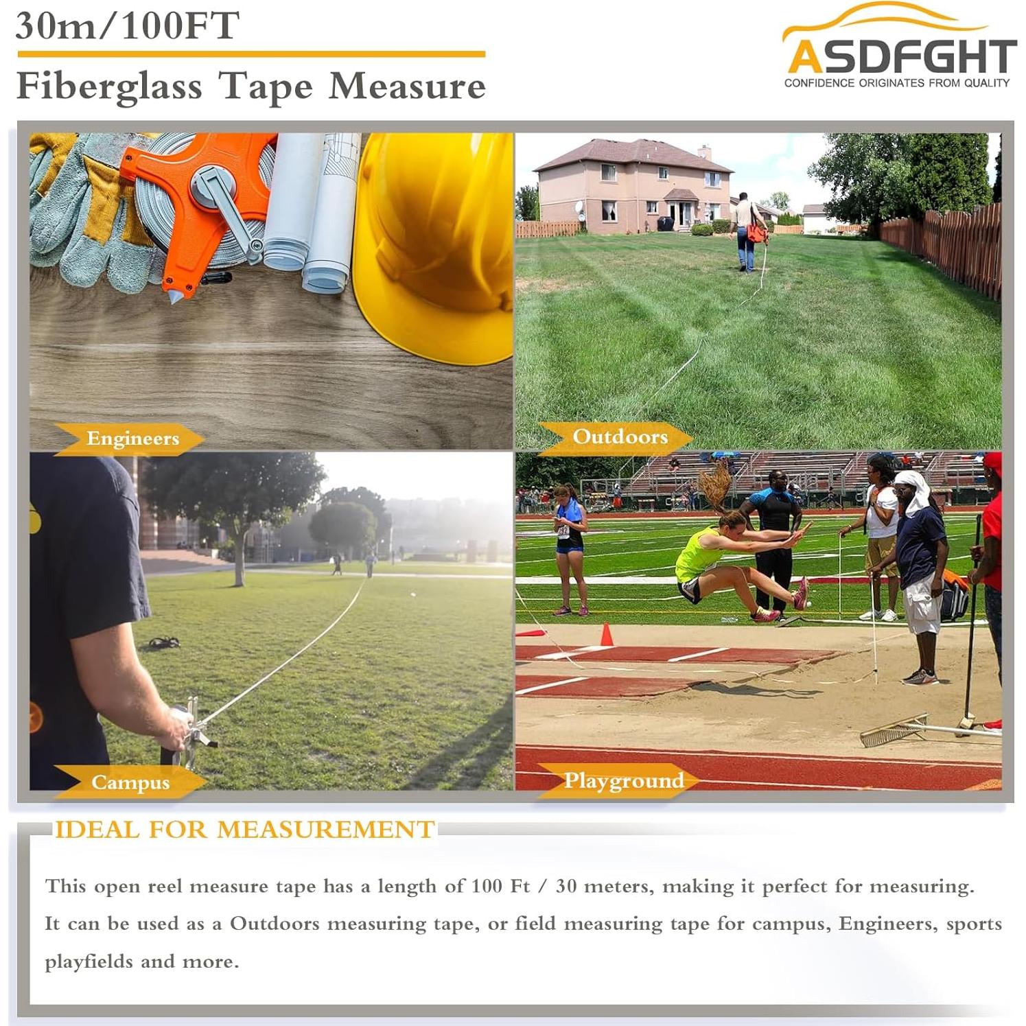 Cinta Métrica de Carrete Abierto 30 m ASDFGHT Doble Lado