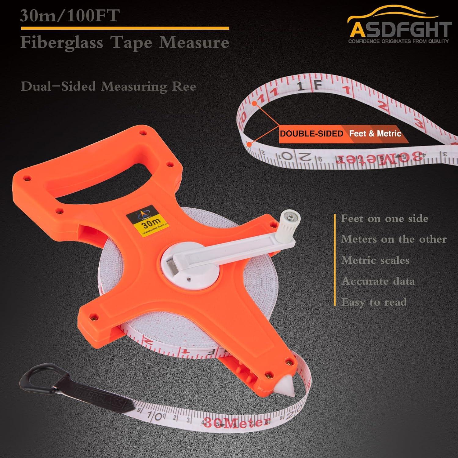 Cinta Métrica de Carrete Abierto 30 m ASDFGHT Doble Lado