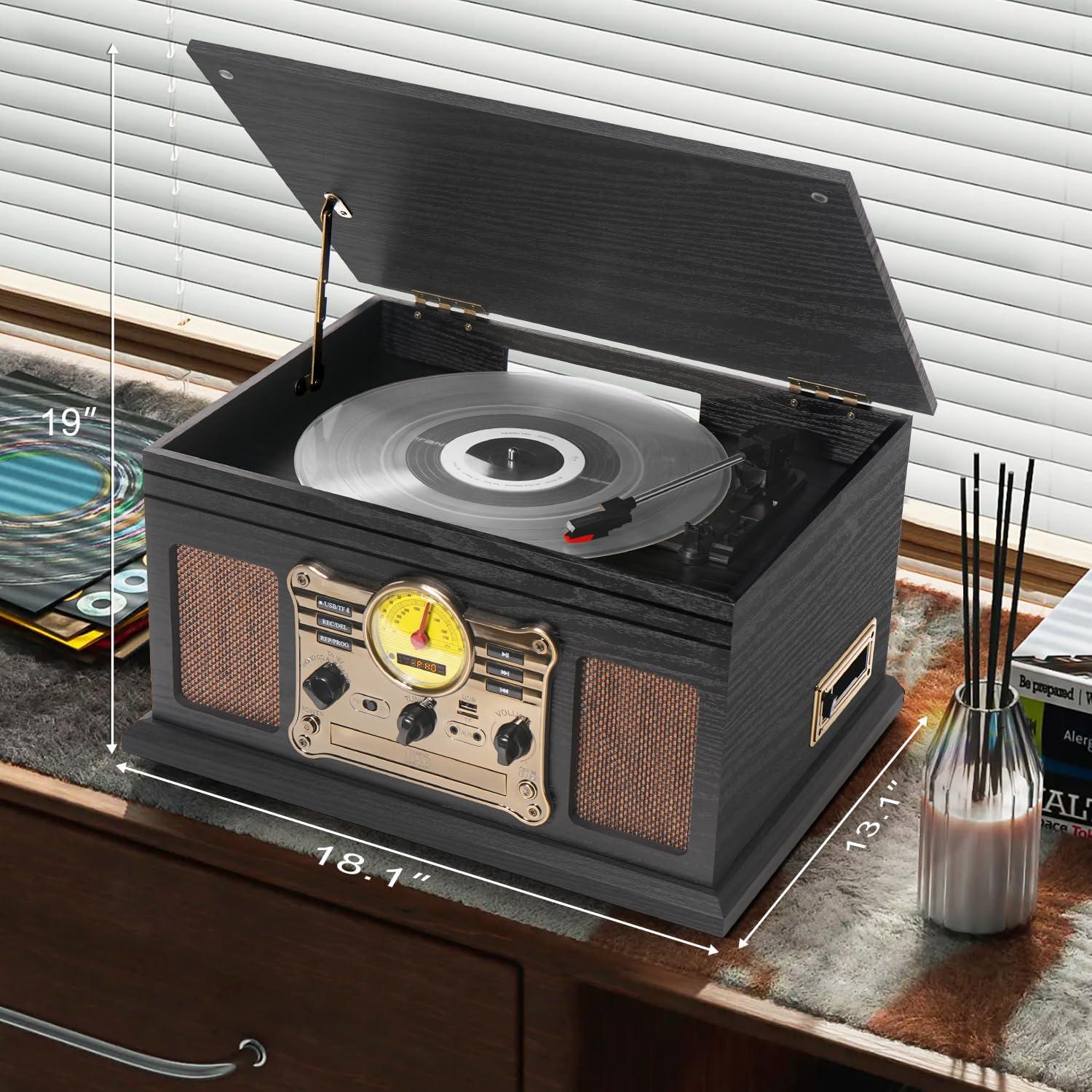 Reproductor de Vinilo TANLANIN TE-007R-BK 10 en 1 Bluetooth