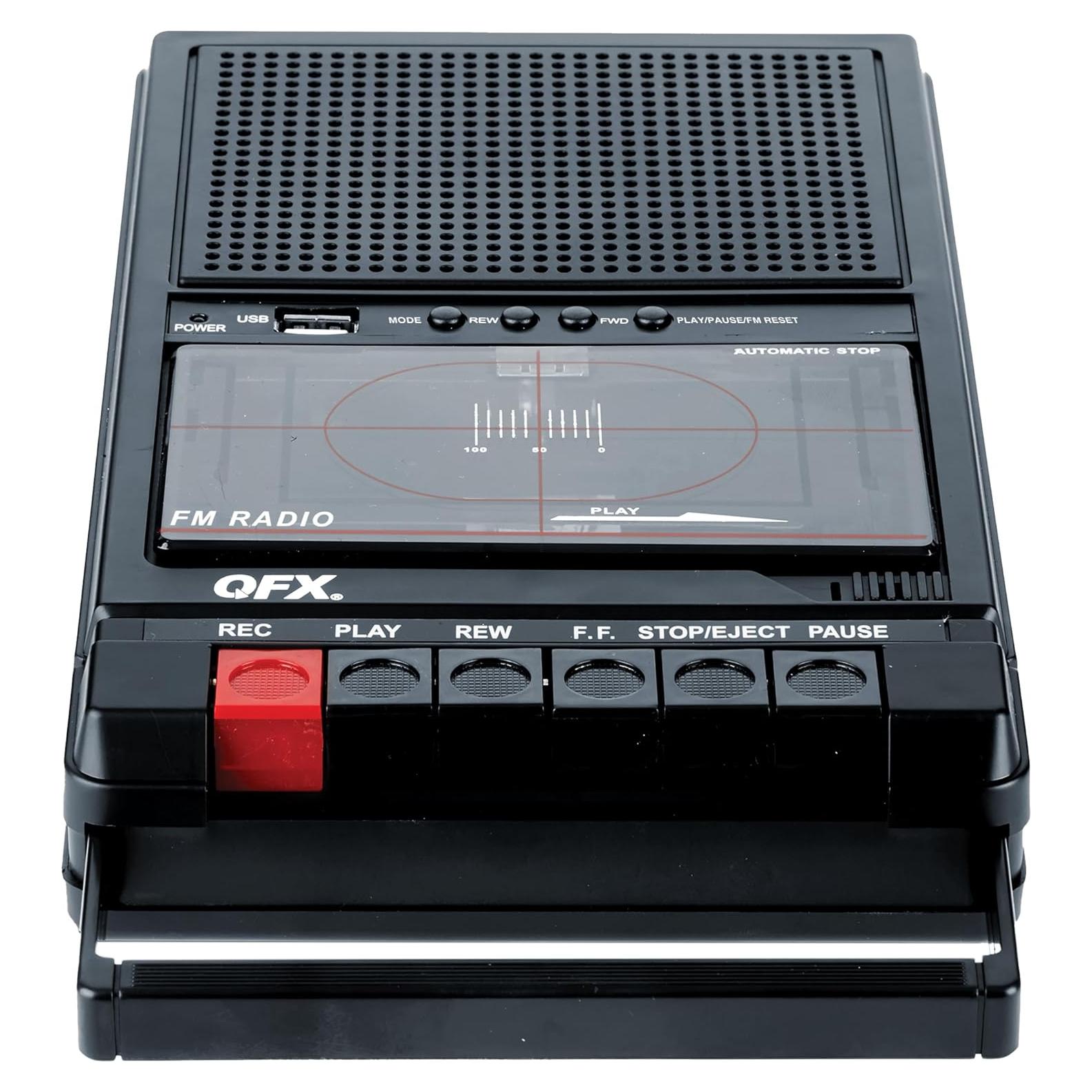Grabadora de Cinta QFX RETRO-39 USB con Altavoz y Radio FM