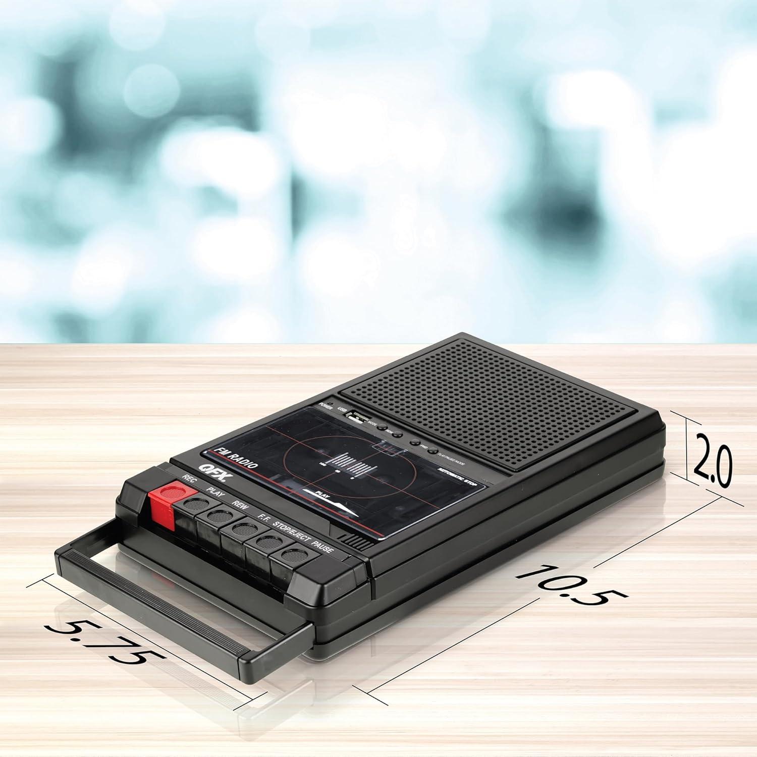 Grabadora de Cinta QFX RETRO-39 USB con Altavoz y Radio FM