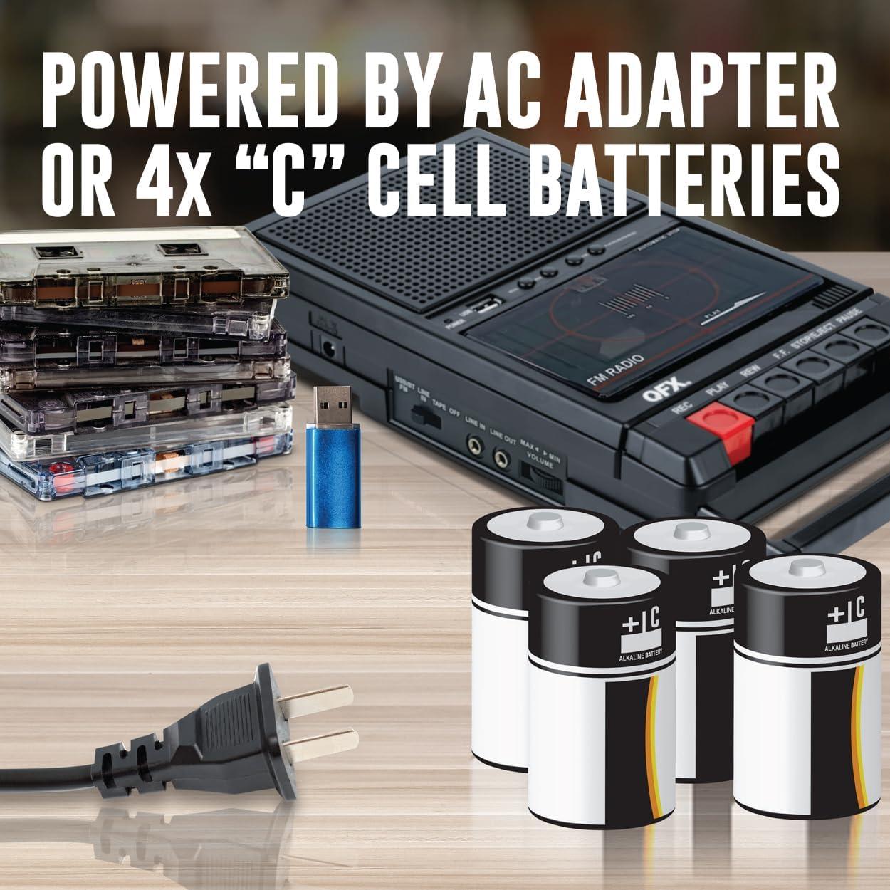 Grabadora de Cinta QFX RETRO-39 USB con Altavoz y Radio FM