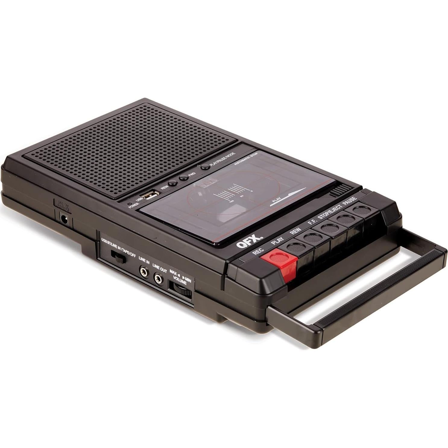 Grabadora de Cinta QFX RETRO-39 USB con Altavoz y Radio FM