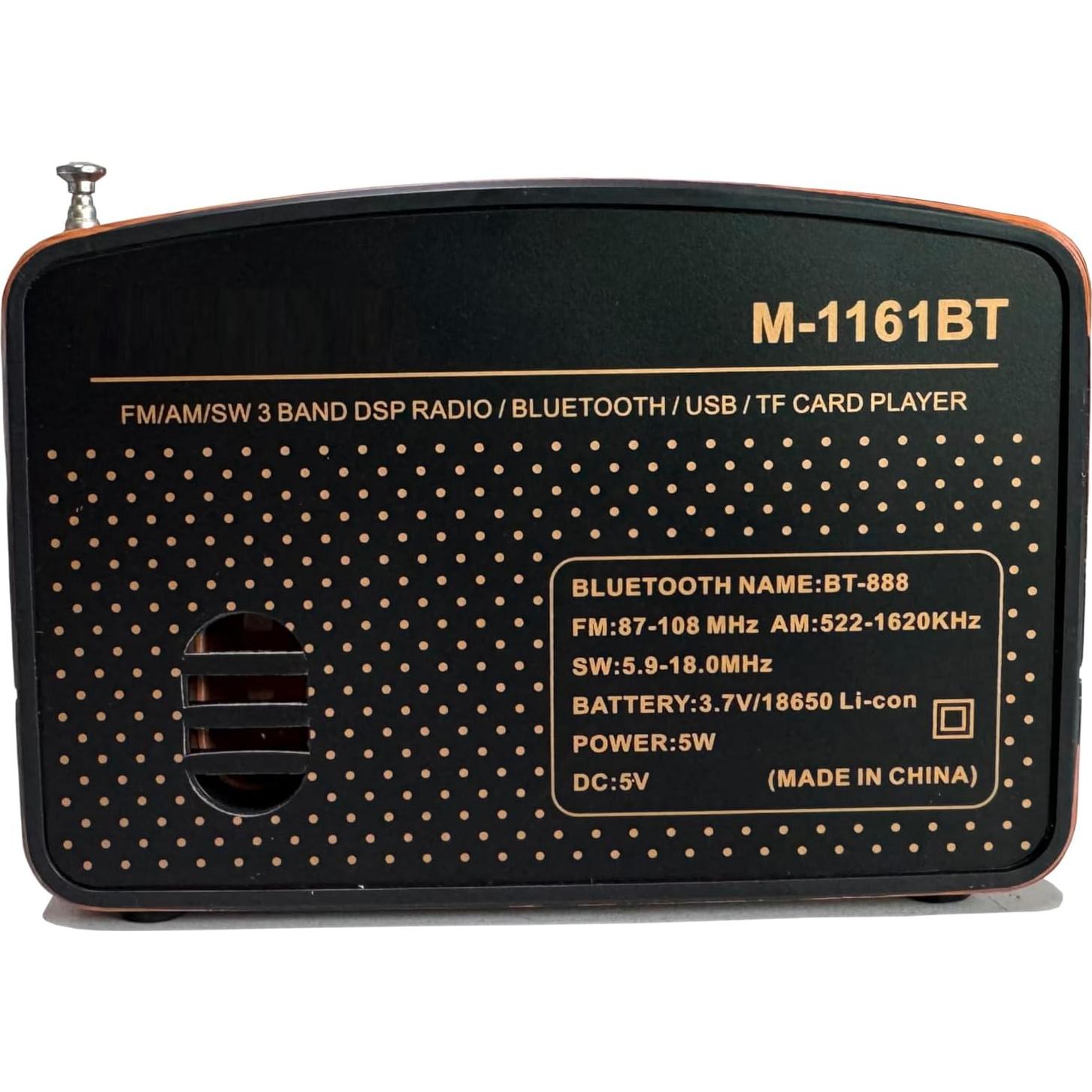 Radio Retro YAGEKING M-1161BT Bluetooth FM AM SW Portátil