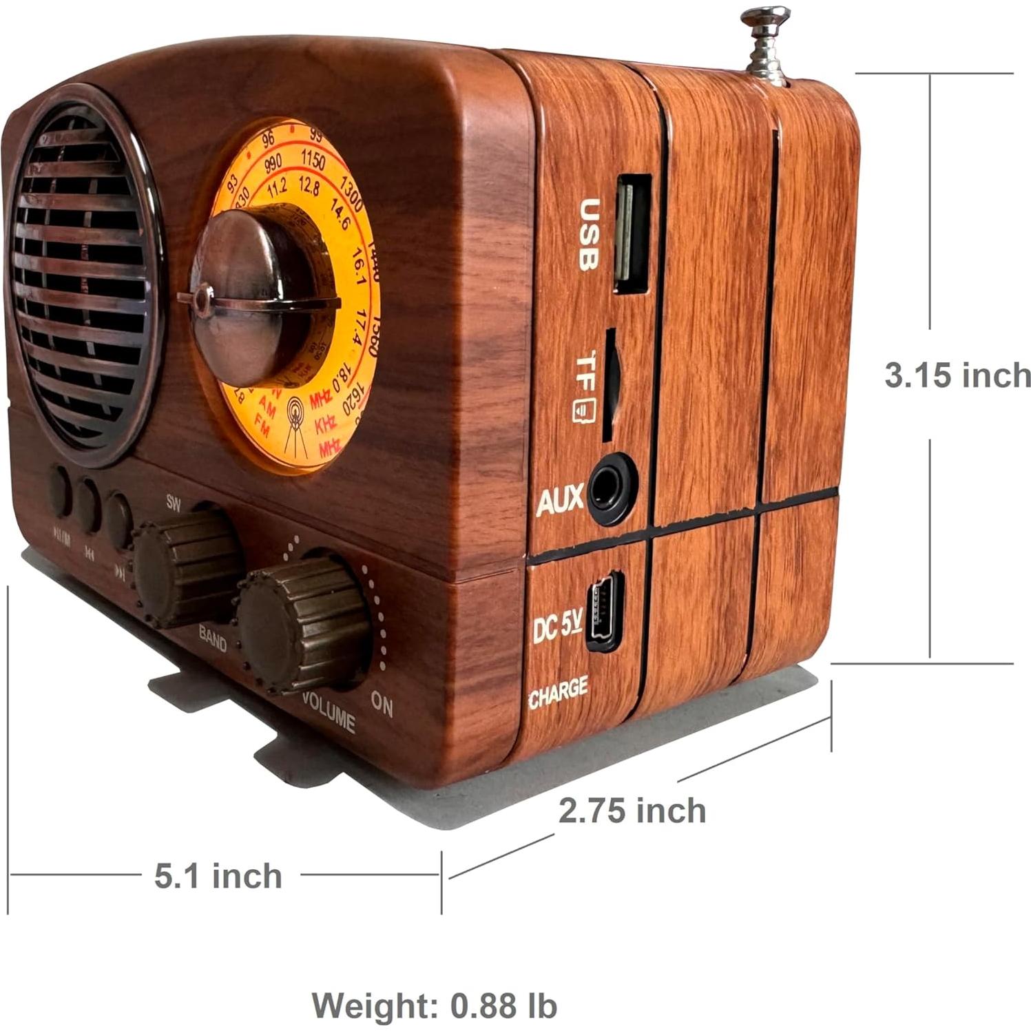 Radio Retro YAGEKING M-1161BT Bluetooth FM AM SW Portátil