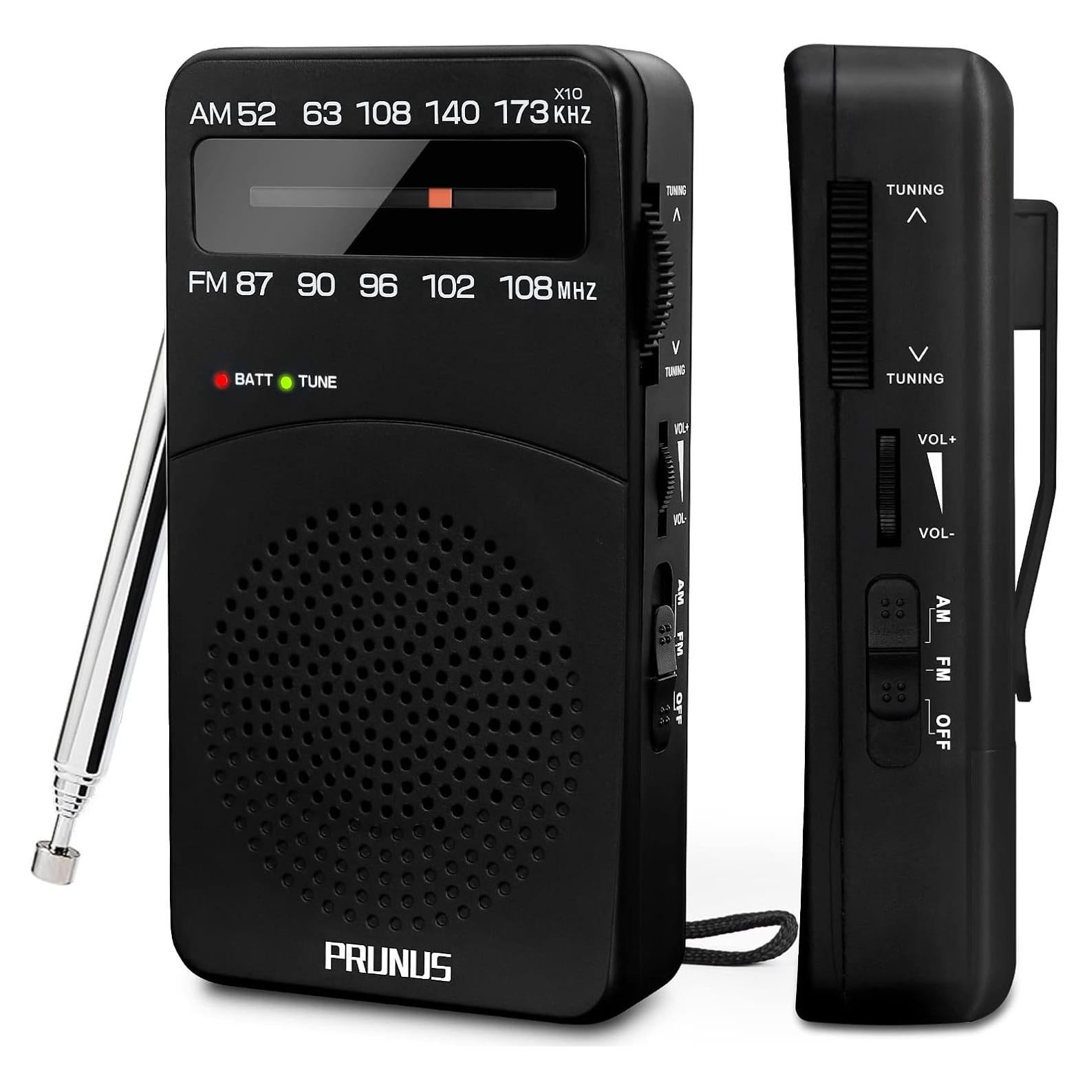 Radio Portátil PRUNUS J-166 AM FM con Luz y Clip