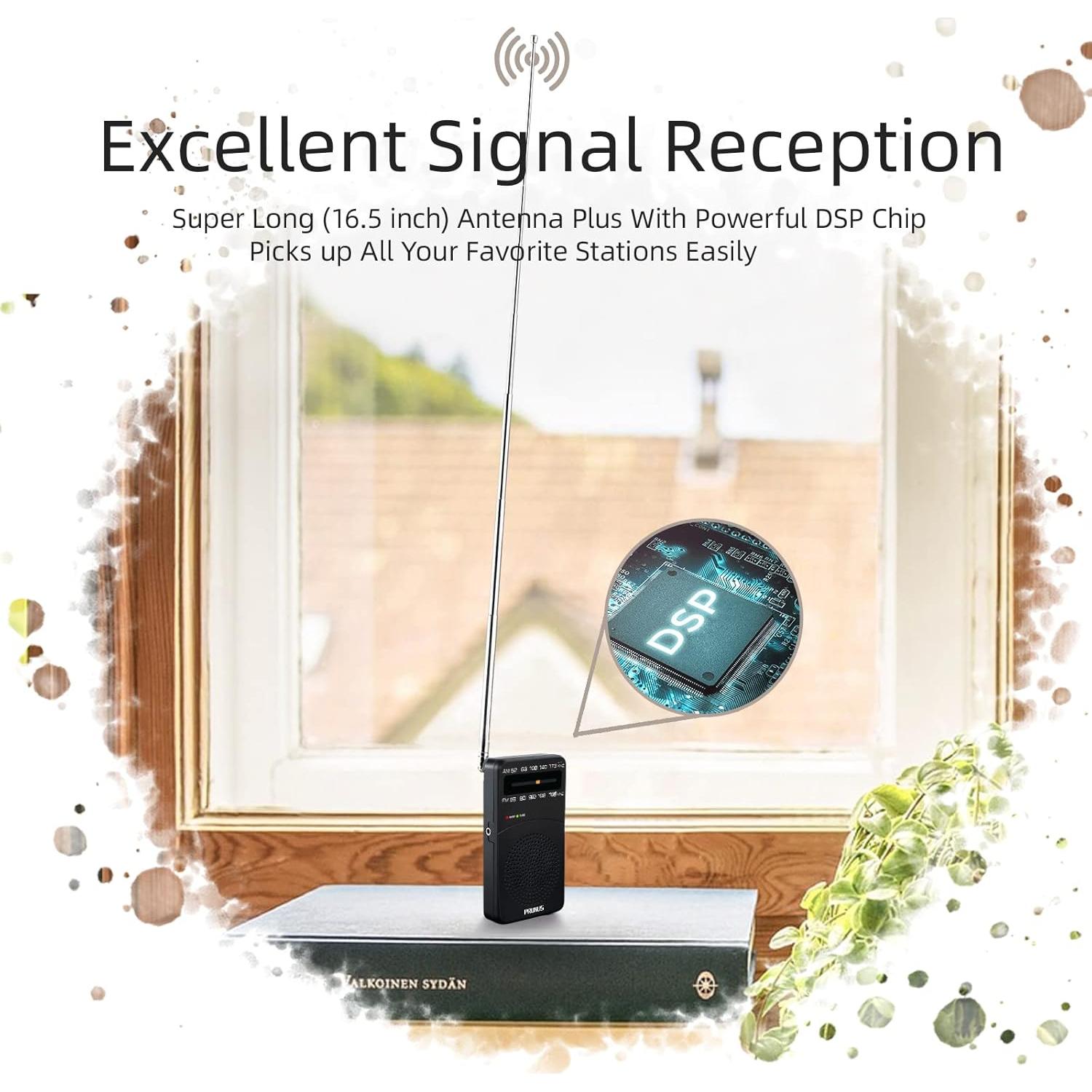 Radio Portátil PRUNUS J-166 AM FM con Luz y Clip