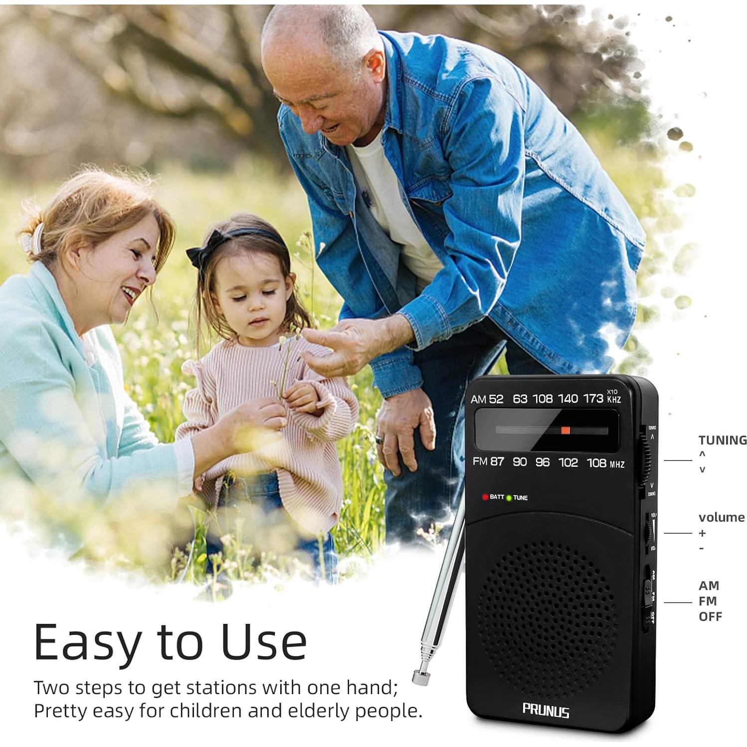 Radio Portátil PRUNUS J-166 AM FM con Luz y Clip