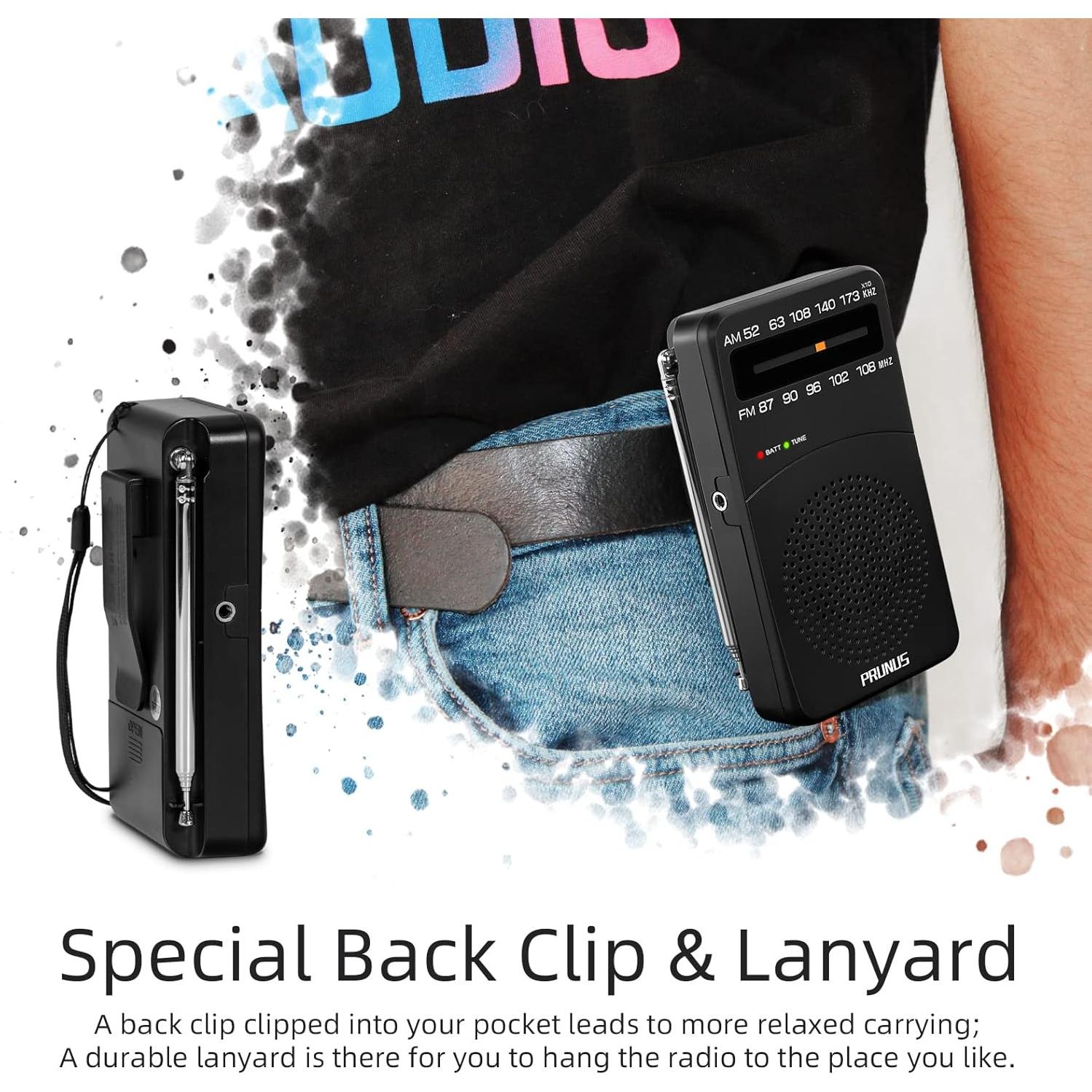 Radio Portátil PRUNUS J-166 AM FM con Luz y Clip