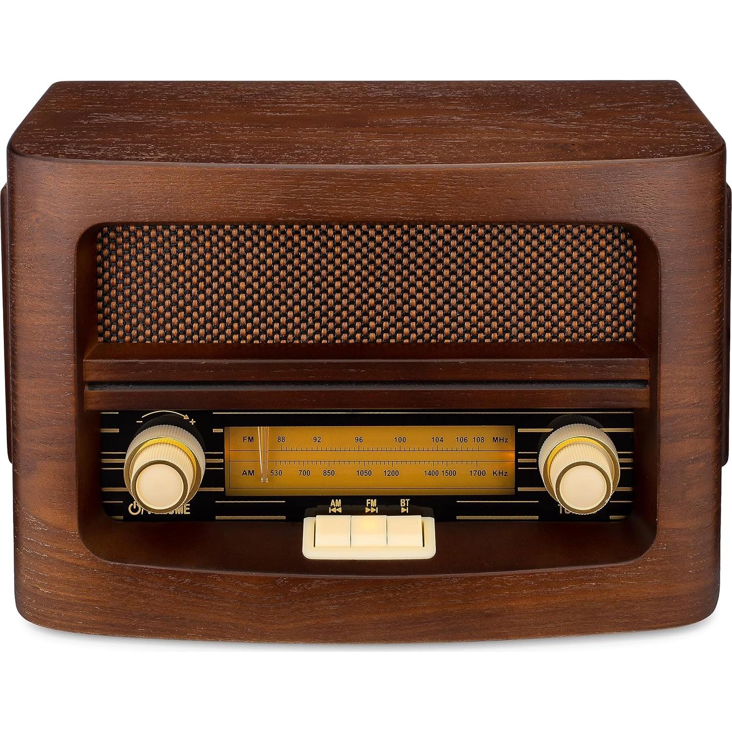 Radio Retro Vintage ClearClick AM/FM Bluetooth Madera