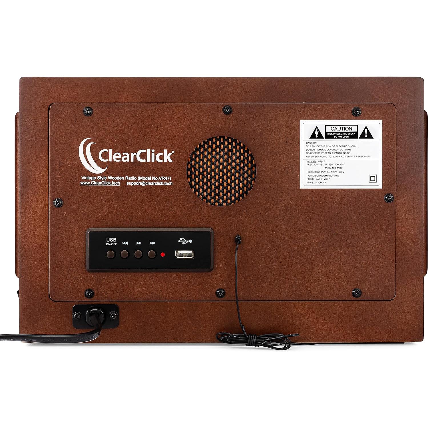 Radio Retro Vintage ClearClick AM/FM Bluetooth Madera