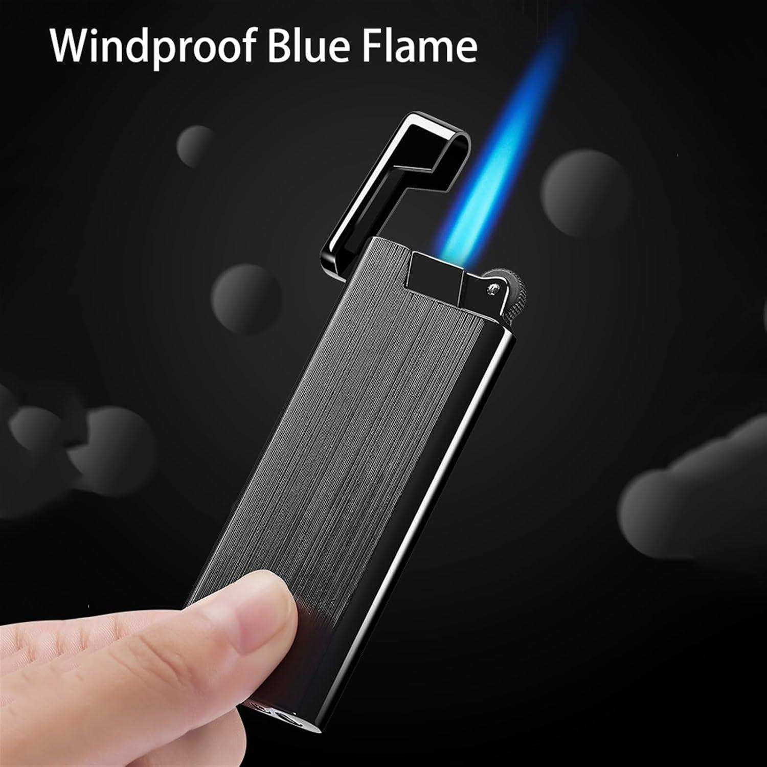 Metal Torch Lighter, Jet Flame Lighter, Butane Refillable Lighter, Windproof Metal Portable Lighter for Men Candle Camping BBQ Gift(Black)